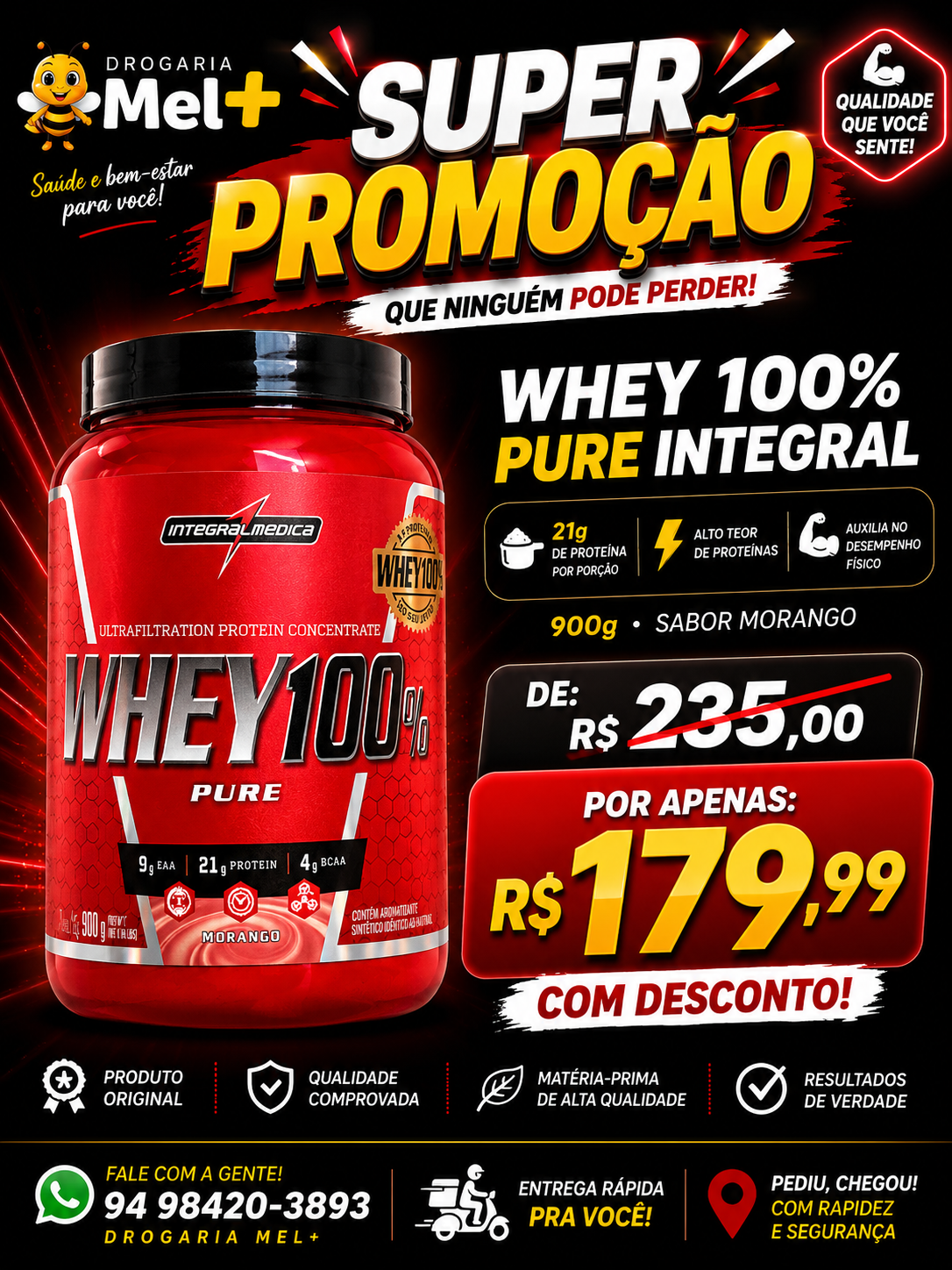 Whey Pure 100% integral